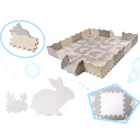 Pěnová puzzle podložka pro děti - 36 prvků - šedá/ecru