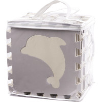 Pěnová puzzle podložka pro děti - 36 prvků - šedá/ecru