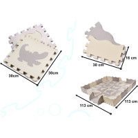 Pěnová puzzle podložka pro děti - 36 prvků - šedá/ecru