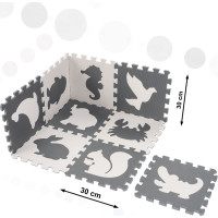 Pěnová puzzle podložka pro děti 9 prvků - šedá/ecru - 85cm x 85cm x 1cm