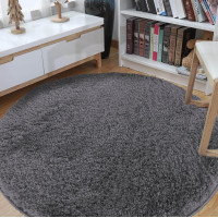 Moderní koberec SHAGGY CAMIL kulatý - tmavě šedý