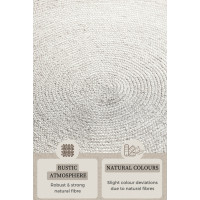 Kusový koberec Jute Braided 106321 White kruh