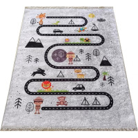 Dětský kusový koberec HONOR New - Putování za zvířátky - šedý