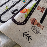 Dětský kusový koberec HONOR New - Putování za zvířátky - šedý