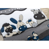 Dětský kusový koberec Petit Farm animals blue, 120x170 cm