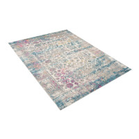 Kusový koberec AZUR vintage - šedý/růžový/modrý, 60x100 cm