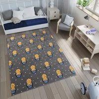Dětský koberec NOX kaktusy - oranžovo/šedý