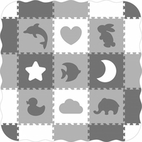 ECOTOYS Pěnové puzzle Zvířata a tvary černá-bílá SX s okraji