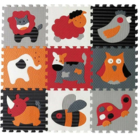 BABY GREAT Pěnové puzzle Zvířata šedá-červená SX (30x30)