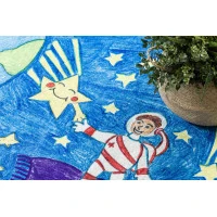 Dětský kusový koberec Bambino 2265 Rocket Space blue