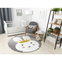 Dětský kusový koberec Petit Bunny grey kulatý