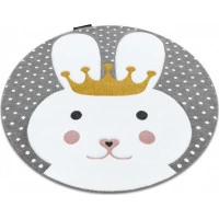 Dětský kusový koberec Petit Bunny grey kulatý