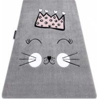 Dětský kusový koberec Petit Cat crown grey