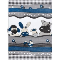 Dětský kusový koberec Petit Farm animals blue