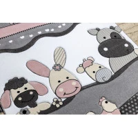 Dětský kusový koberec Petit Farm animals pink