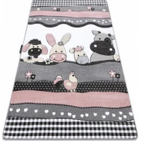 Dětský kusový koberec Petit Farm animals pink