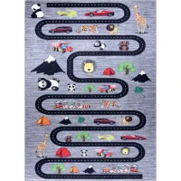 Dětský kusový koberec Bambino 2092 Streets cars anthracite