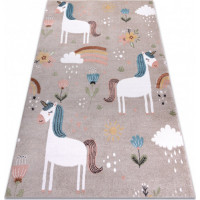 Dětský kusový koberec Fun Unicorn with rainbow beige
