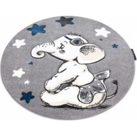 Dětský kusový koberec Petit Elephant stars grey kruh
