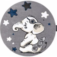 Dětský kusový koberec Petit Elephant stars grey kruh