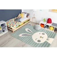 Dětský kusový koberec Petit Rabbit green