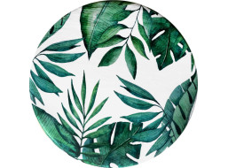 Pěnový kulatý koberec VIVA VERDE 90 cm - Zelené listy