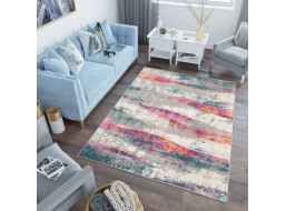 Kusový koberec LAZUR vlny - šedý/modrý/růžový