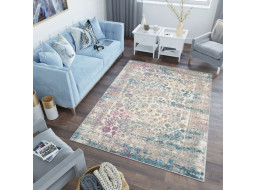 Kusový koberec AZUR vintage - šedý/růžový/modrý
