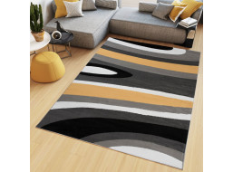 Kusový koberec MAYA Waves - žlutý/šedý