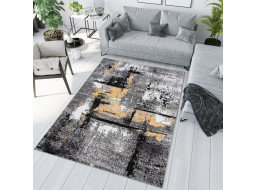 Kusový koberec MAYA Abstract - žlutý/šedý