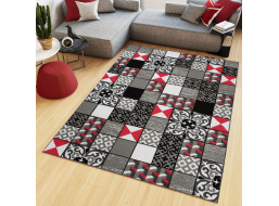 Kusový koberec MAYA Tiles - červený/šedý