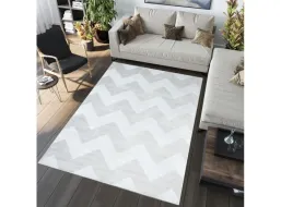 Kusový koberec ISFAHAN Zig zag - stříbrný/bílý