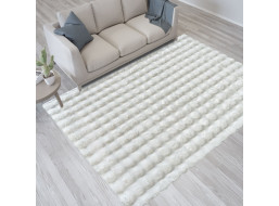 Kusový koberec MERLIN 3D - imitace králičí kožešiny - bílý