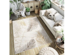 Kusový koberec GOLDEN Feathers - krémový/hnědý/zlatý