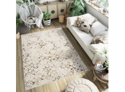 Kusový koberec GOLDEN Squares - krémový/hnědý/zlatý