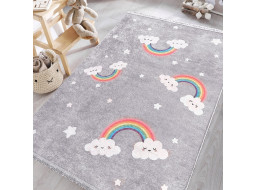 Dětský kusový koberec HONOR New - Duha - šedý
