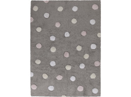 Ručně tkaný kusový koberec Tricolor Polka Dots Grey-Pink