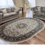 Kusový koberec NOBLE ornament oval - krémový/tmavě modrý