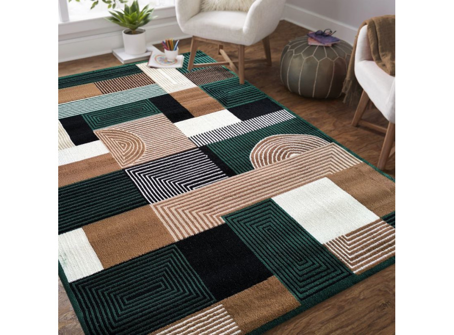 Kusový koberec ALPHA Abstract - zelený