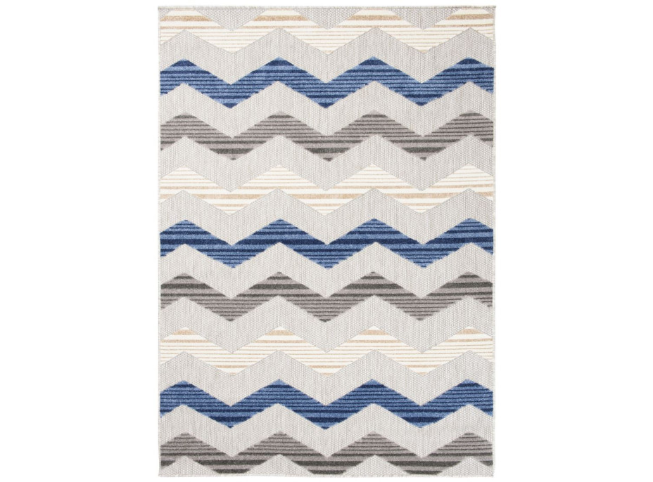 Kusový koberec AVENTURA Cik cak - šedý/modrý/krémový