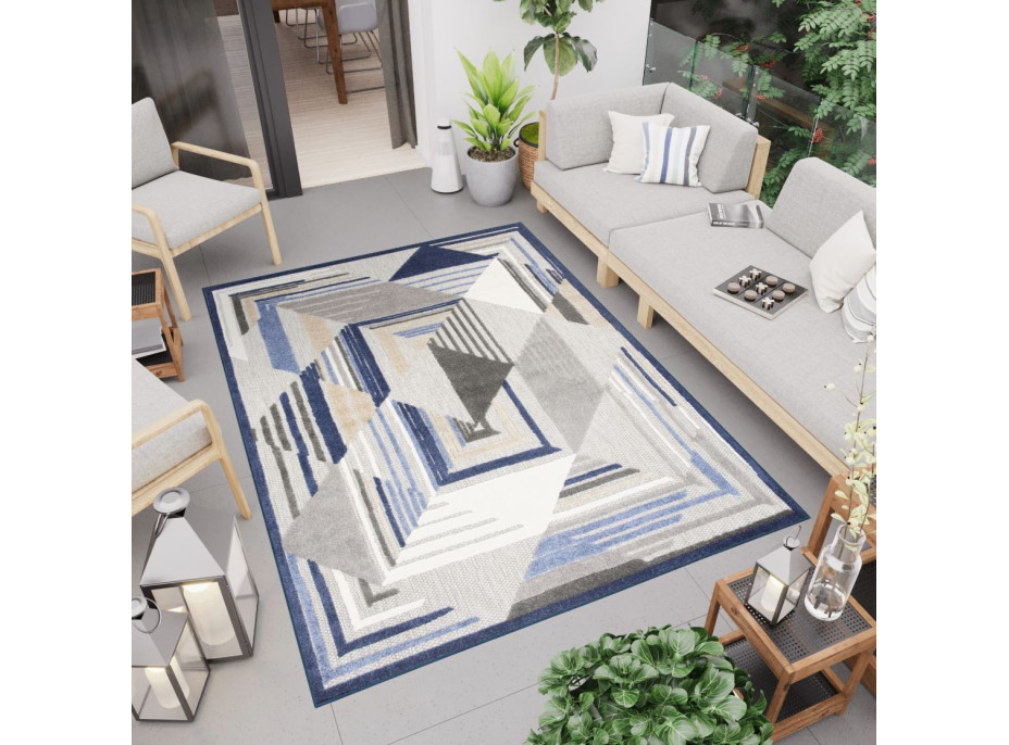 Kusový koberec AVENTURA Illusion - modrý/šedý