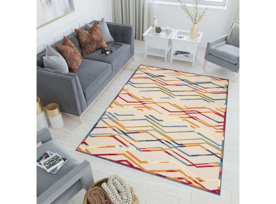 Kusový koberec AVENTURA Pattern - krémový/červený/modrý