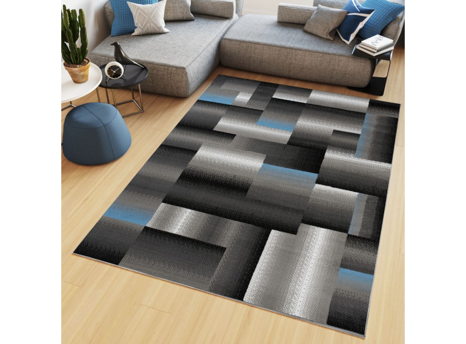 Kusový koberec MAYA Fragment - modrý/šedý