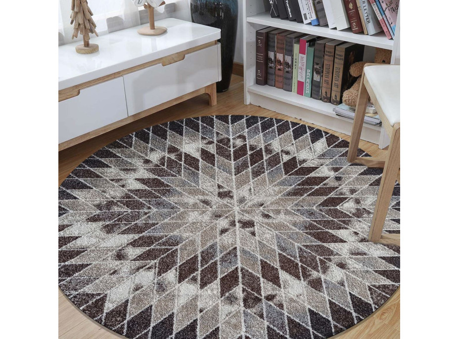 Kusový koberec PANNE mandala circle - odstíny hnědé