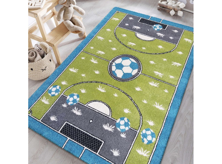 Dětský koberec Stadion - zelený/modrý