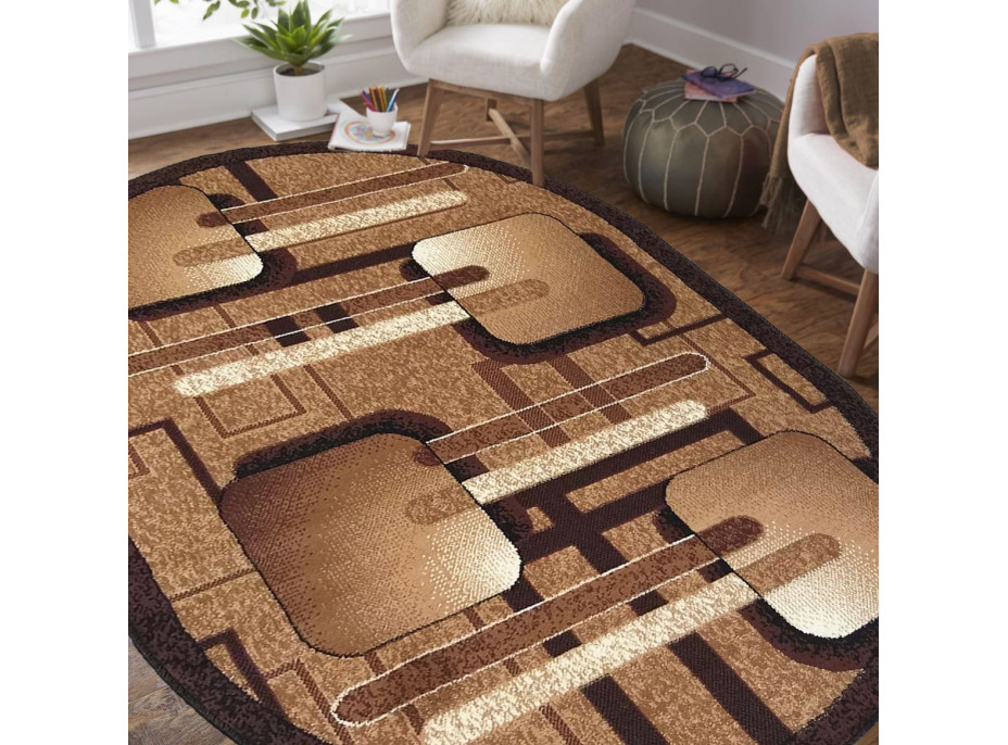 Kusový oválný koberec ALPHA Slide - hnědý