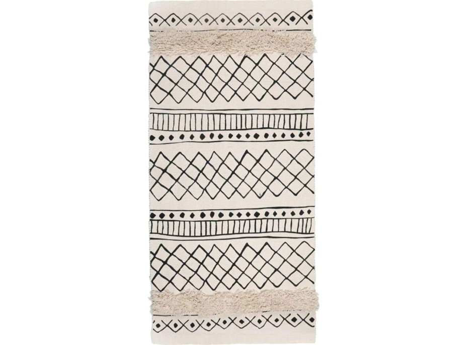 Kusový koberec BOHO - 50x160 cm - ecru/černý