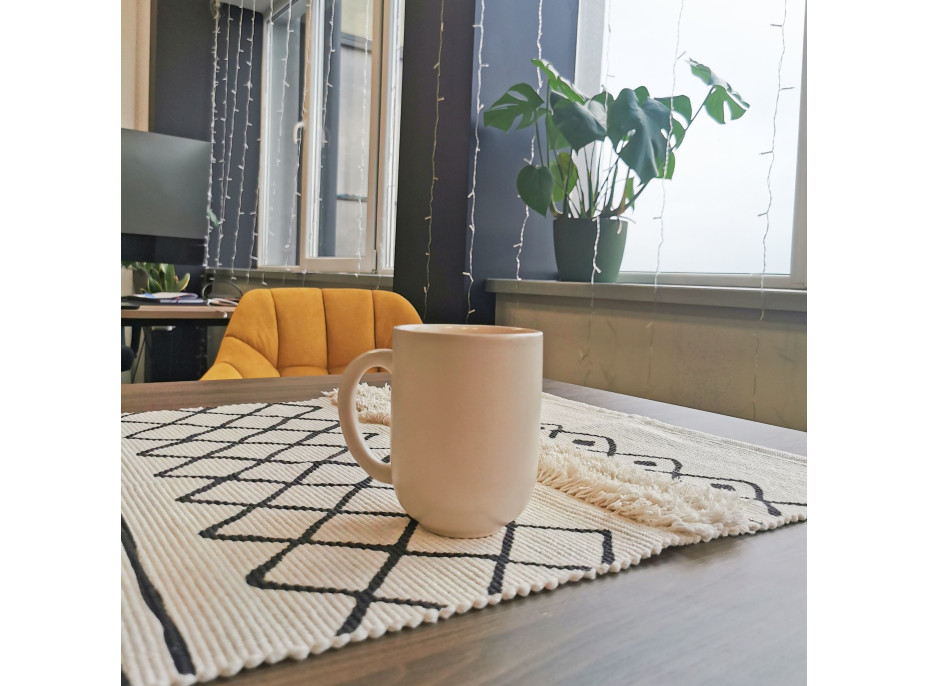 Kusový koberec BOHO - 50x160 cm - ecru/černý