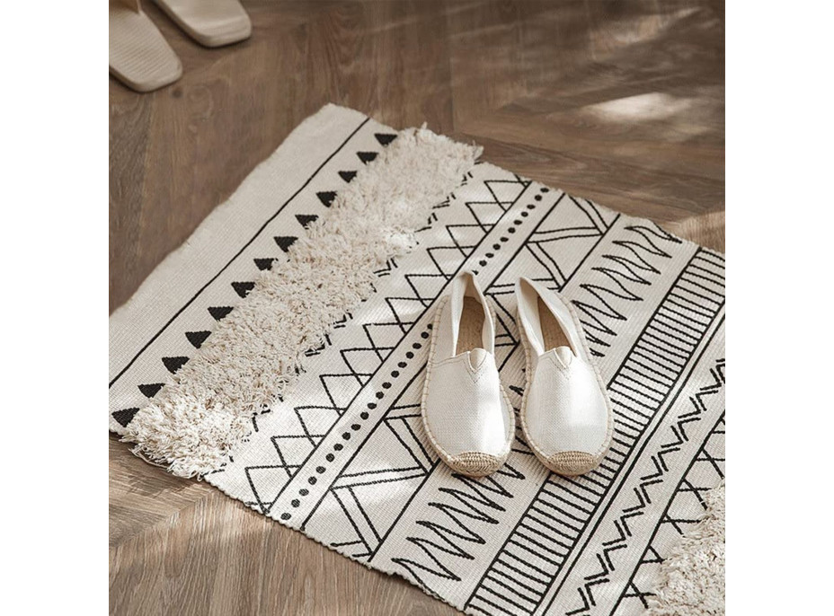 Kusový koberec BOHO - 50x160 cm - ecru/černý