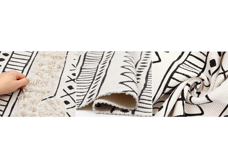 Kusový koberec BOHO - 50x160 cm - ecru/černý